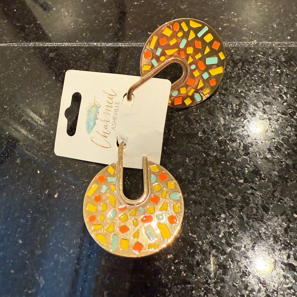 Colorful Gold Mosaic Earrings
